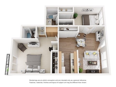 Floor plan for 2 beds, 2 baths, 900 sqft